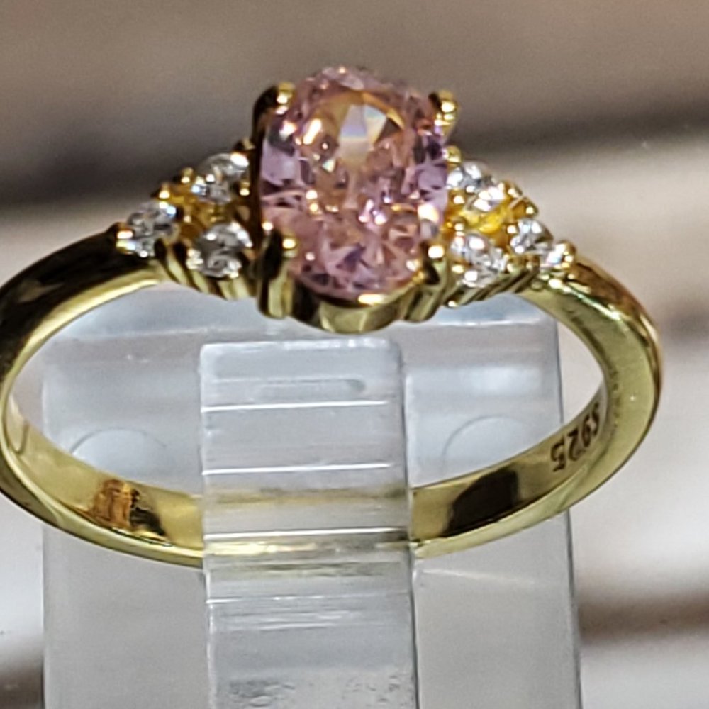 Camila Pink Zircon 925 Silver Gold Plated Engagement-Friendship Ring NEW SIZES!
